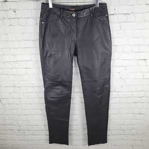 DANIER | genuine leather tapered high waist pants